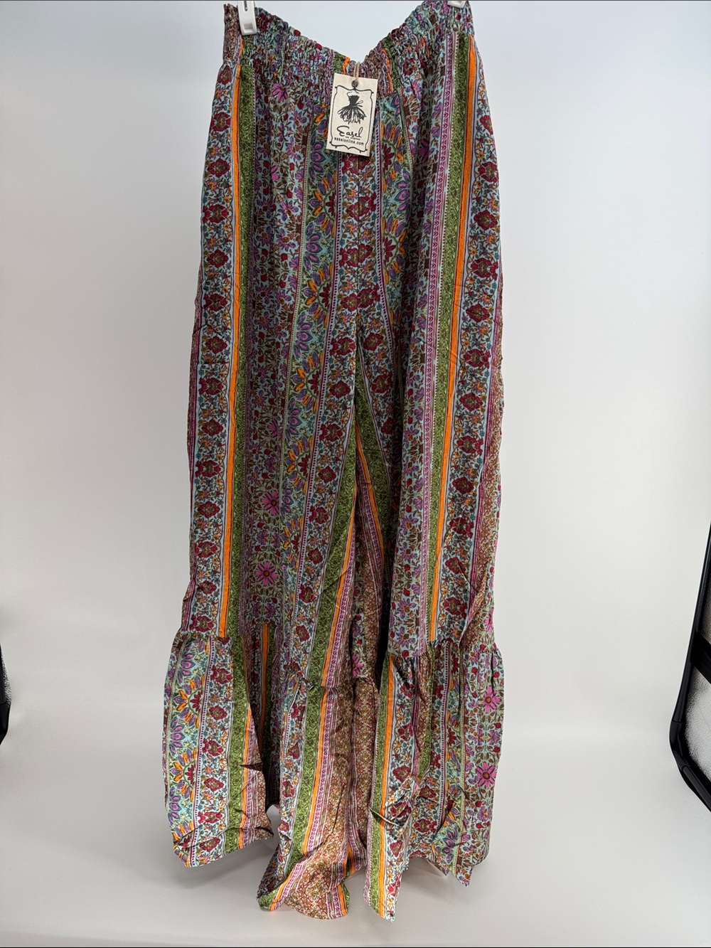 easel Multicolor Floral Stripe Wide-Leg Pants